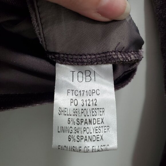 TOBI Women's Rain Drop Crop Top Plum Velvet Off Shoulder LS Wrap Top Size XS - Picture 3 of 8